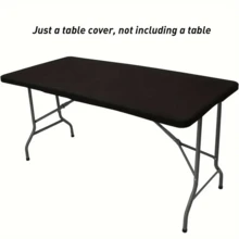 1/2pcs Stretchy Rectangular Table Cover Fits 182.88cm Table, Washable Durable Polyester, Suitable For Outdoor Dining, Camping, Weddings, Parties, Black Rectangular Tablecloth