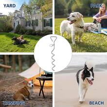 1 件耐用银色螺旋锚桩，用于户外拴狗，适用于所有绳索和牵引绳，户外露营、庭院绑扎，防锈，易于安装