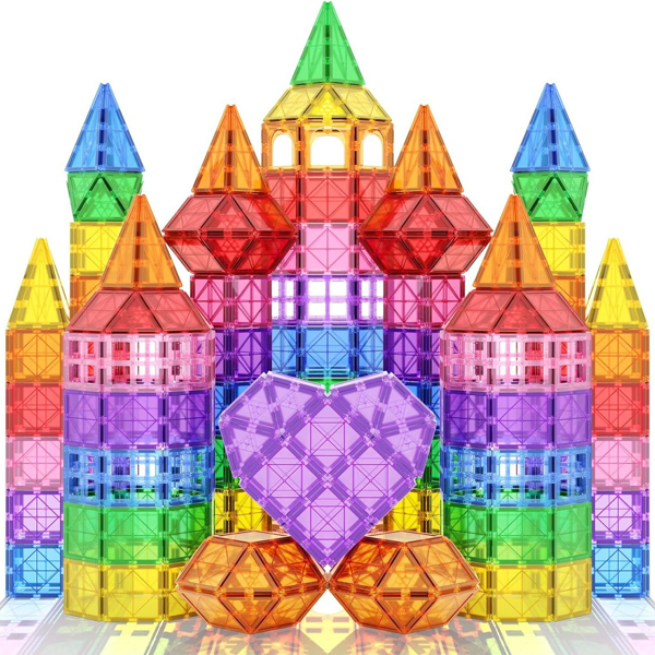 Blocos de construção magnéticos tamanho mini/médio/grande, conjuntos de construção com peças magnéticas, blocos de construção 3D, brinquedos educativos STEM, presentes para crianças, meninos e meninas a partir de 3 anos, aprendizagem educacional e brincadeira imaginativa - presente perfeito para meninos e meninas, cor aleatória