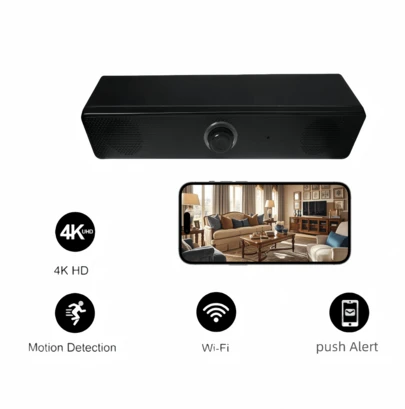 Intelligente Überwachungskamera mit 4K UHD, Lautsprecher, 100°-Weitwinkel, Fernüberwachung per Mobiltelefon mit Videoaufzeichnung,SD-Speicher für die Sicherheit zu Hause und die Überwachung von Kindermädchen.