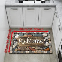 1pc Home Decor Non-Slip Washable Stone Pattern Printed Welcome Doormat - Entrance Mat With "WELCOME" Print, Non-Slip Diatomite Carpet, 3D Printed Rectangle, Suitable For Entryway, Living Room, Kitchen, Bedroom, Hallway, Bathroom, Laundry Room - Polyester Carpet, For Indoor And Outdoor Home Decor - Multicolor - View 13