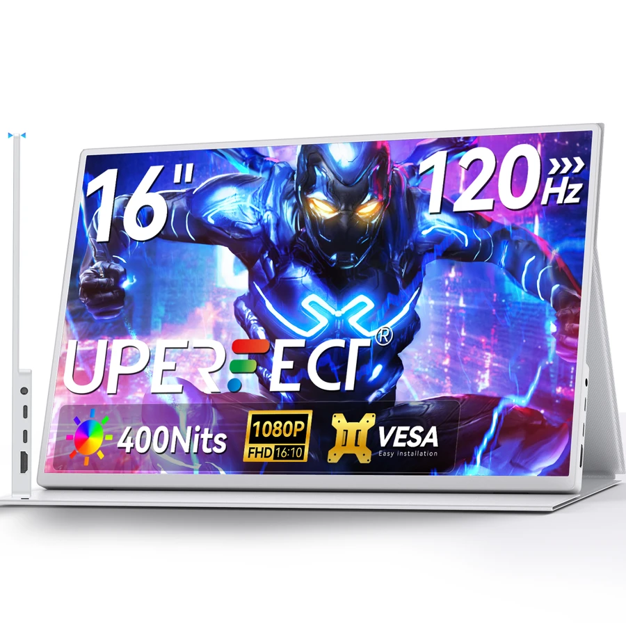 Uperfect Tragbarer Gaming-Monitor Uperfect 16" 120Hz 1920*1080P 16:10 IPS 1000:1 WEISS