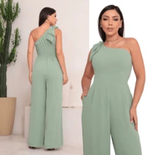 Women's Long Jumpsuit, Pantaloons With Elastic Back And Padded For All Occasions - Màu xanh Bạc hà - Xem 6
