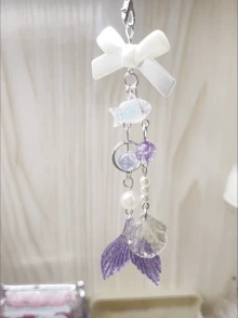 闪亮美人鱼鱼尾手机挂饰、手机配件、蝴蝶手机挂绳腕带，适用于包包、手机、相机吊坠装饰和夏日海滩