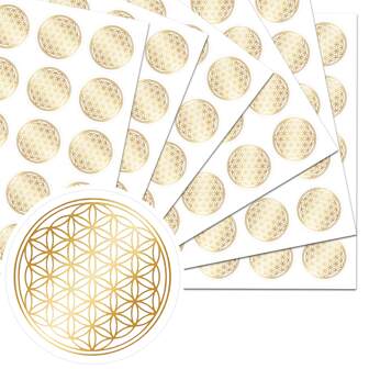 Autocollants Fleur de Vie, Autocollants Énergie Fleur de Vie Dorée, Autocollants PVC ronds autoadhésifs, Transparent Cristal Bijoux Autocollants, Surface Scintillante pour Coques de Téléphone, Journaux, Enveloppes, Bouteilles d'Eau, Valises, Ordinateurs, Céramique & Surfaces Lisses - Design Géométrique Élégant, Autocollants Décoratifs Fournitures Scolaires, Rentrée des Classes