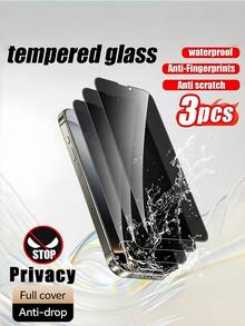 3 件防窥视隐私屏幕保护膜玻璃膜适用于 LPhone 15 14 13 12 11 16 Promax Xs Max 隐私膜保护玻璃超清晰正面显示屏、侧面隐私保护、光滑触感、防刮、防尘、防水、防指纹、防刮 - 黑色 - 查看 2