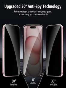 3 件防窥视隐私屏幕保护膜玻璃膜适用于 LPhone 15 14 13 12 11 16 Promax Xs Max 隐私膜保护玻璃超清晰正面显示屏、侧面隐私保护、光滑触感、防刮、防尘、防水、防指纹、防刮 - 黑色 - 查看 6