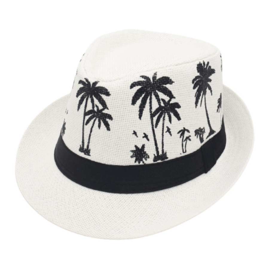 1pc Summer Trees Printed Crimped Straw Woven Solid Colour Fisherman Hat Bowler Hat Men's Fashion Leisure England Hollow Jazz Cap Outdoor Sports Cycling Travel Breathable Sun Hat