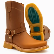 Men High-Top Leather Riding Boots