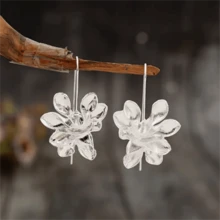 1 Pair Vintage Palace Style Floral Print Earrings, Elegant & Personalized Wear, Fashion Party Earrings For Women - Antique Silver - View 3