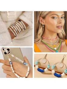 4000-6000 Pieces Clay Bead Bracelet Making Kit, Jewelry Making Set For Girls, Friendship Bracelet Beads, Polymer Black Stone Beads, Charms Crafts, Gift For Teenage Girls (Random Color Accessories) - Multicolor - View 6