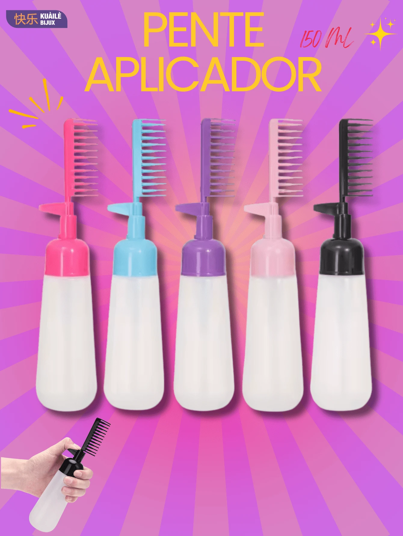 Comb Applicator 150ml Hair Dye Shampoo Bottle Chemical For Hair Coloring And Dye Oil - Nhiều màu - Xem 1