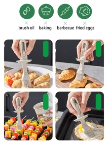 1 Stück integrierter Öltopf mit Pinsel und Deckel, hochtempera turbeständiger Silikonölpinsel und Flasche aus Glas, einziehbarer Backen- und Grillpinsel, Grillbesteck, Kochen, Backölpinsel und Öltopf