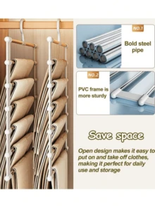 1 buc Cuier portabil de depozitare pentru haine, cuier multifuncțional pentru pantaloni, scară agățată, cuier pliabil pentru pantaloni, cuier din oțel inoxidabil, clemă pentru pantaloni, depozitare multistrat, fără urme, cuier agățat pentru pantaloni (acest produs trebuie asamblat singur. Instalarea este simplă și ușor de utilizat), pantaloni eleganți, pantofi, blugi, cizme, fustă, primăvară, minimalist, topuri de vară