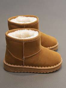 2024 Kinder Winter Neu Unifarbene Schneestiefel, Jungen Mädchen Dicke Plüsch Winter Schuhe, Baby Kleinkind Warme Stiefel, Geeignet für Wintersport und Outdoor, (Sohlen Druckmuster zufällig)