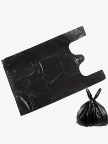 50个带提手的塑料T恤袋，聚乙烯购物袋，加厚大号黑色垃圾袋，厨房垃圾袋，蔬菜袋，大号垃圾袋，适用于杂货、蔬菜、水果、零食等，方便实用，适用于超市、餐厅、零售店和家庭收纳，可装纸张、塑料、瓶子、报纸、草坪修剪物等。带提手的塑料袋，T恤袋，大容量塑料袋。 - 彩色 - 查看 4