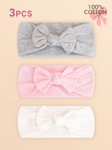 1pc/3pcs Soft & Breathable Cotton Headbands For Baby, Elastic & Gentle, Suitable For 0-3 Month Old Babies, Decoration And Bathing, Great Gift - Multicolor - View 5