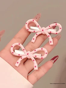 Sanrio Set de 2 pinzas para el cabello de resina con lazo, estilo dulce y lindo con diseño hueco, pasadores en forma de lazo para niñas, accesorios de moda para el flequillo y el manejo del flequillo - Sanrio