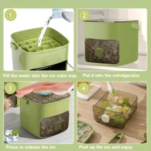 48-Compartment Ice-Making Mold, Ice Plate, Ice Bucket,With Easy Cap - Double Layer, Plastic Storage Tray For Refrigerators, Portable Design For Beverages, Tea & Coffee - Essential Kitchen Gadget, Carnival Gifts,Christmas Gifts, Halloween Gifts - 綠色 - 查看 5