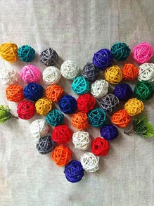 12pcs Decorative Rattan Balls, Red, Blue And White Balls, Independence Day Home Decoration, Classroom Decoration, Decorative Filling Of Craft Vases, Table Party Supplies Decoration