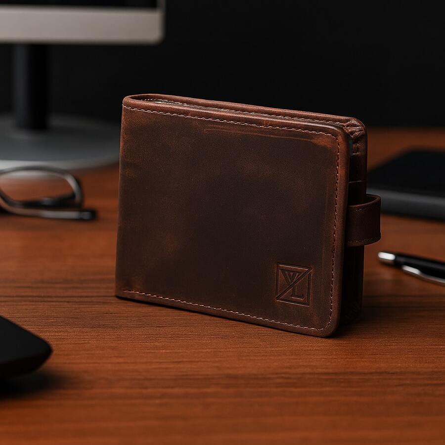 Men's Large Leather Executive Wallet Check Holder Card Holder Document Holder Check Holder New Release - Chocolate Brown - View 1