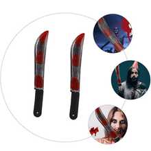 1 件万圣节仿真塑料刀，带血砍刀，万圣节装饰血砍刀戏法道具 - 彩色 - 查看 3