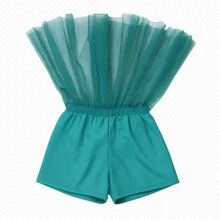 Saia Verde Rodada Tule Brilho Infantil Menina Diva