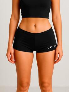 Black Shorts Low Waist Fitness Casual Limited - 黑色 - 查看 2