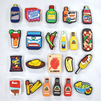 15/27 piezas Juego de Encantos de Zapatos de la Serie de Bocadillos de Dibujos Animados, Decoraciones de PVC para Zapatos, Accesorios de Encantos para Zapatos, Ideas de Regalo para Cumpleaños, Navidad, Día de San Valentín, Fiesta de Halloween