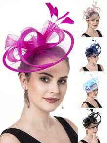 1pc Women's Glamorous Hat Tea Party Hat 1950s Kentucky Derby Hat Feather Hairpin Bridal Wedding Party Birdcage Veil Headdress Flower 1920s Horse Racing Headdress Vintage Hat 50s Costume Hat 1940s Victorian Hat Pillbox Hat Women's Accessories Girls Birthday Mother's Day Halloween Christmas Gift, Black Navy Blue Light Blue Lotus Pink Rose Red, Tiny Hats, Mini Fascinator, Mini Cap, Gifts