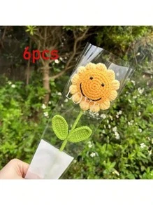5PCS Handmade Crochet Sunflower, Eternal Artificial Woven Sunflower Flowers, Knitted Simutation SunFlowers, Preserved Flower, Best Gift For Birthdays, Weddings, Graduations, Father's Day & ,Teacher's Day. Suitable For Home Decor In Restaurant, Living Room, Bedroom,Holiday Gift & Party Decoration.