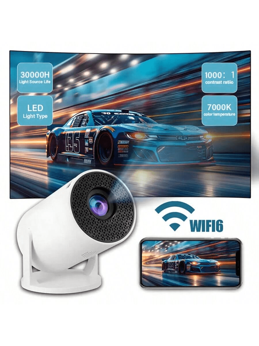 WiFi & Wireless Projector, Compatible With HDTV & USB, Supports 1080P, 360° Rotation, 35"-130" Screen Size Video Projector, USB Powered - Home Theater, Outdoor Camping Movie Projector, Office Presentation
