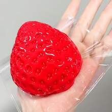 1pc Solid Strawberry Squeezy Toy, High Quality Glossy Strawberry Squeeze Toy, Simulated Silicone Toy, Stress Relief Toy, Fidget Toy, Breathable Toy, Big Strawberry Squeezer, Silicone Like, Putty Texture