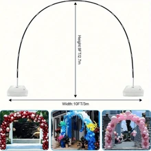 1 set Struttura ad arco per palloncini, arco circolare da matrimonio, arco di metallo per matrimonio, accessori per la decorazione della location, adatto per arco di palloncini regolabile da pavimento, con base riempibile, clip per palloncini e strisce per palloncini