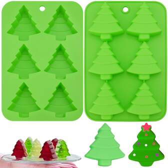 1 pieza Molde de silicona en forma de árbol de Navidad, molde para hornear pasteles, chocolate, dulces hechos a mano, cubitos de hielo, galletas, bandeja de hornear navideña antiadherente, sartén navideña, decoraciones navideñas, pijamas navideños, regalos navideños, decoración navideña