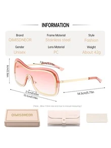 Verywork 同款 1 件格纹印花优雅时尚风格休闲奢华优质品牌设计女士时尚眼镜户外旅行热带海滩度假街拍时尚配饰购物街拍外出装送礼理想之选学院风开学季环绕式墨镜 - 彩色 - 查看 6