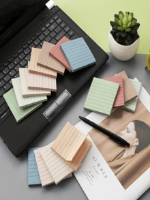 (4/8/16 Pack) Vintage Style 3x3 Inch Lined Self-Stick Notes, 8 Color High Adhesive Sticky Note Pads For School, Office, And Home Use - Reusable And Multi-Purpose Sticky Memo Pads,50 Sheets/Pad