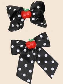 2 bucăți/Set de agrafe de păr nou sosire, cu fundiție, înapoi la școală, realizate manual cu buline imprimate, set de accesorii de păr pentru fete, decorațiuni pentru păr pentru copii, agrafe drăguțe pentru uz zilnic