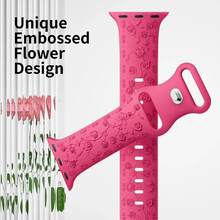 2 Packs Floral Engraved Silicone Strap Compatible With Apple Watch Ultra/2 Bands 49mm 46mm 45mm 44mm 42mm 40mm 41mm 38mm Men/Women Bracelet Wristband Compatible With IWatch Bands Series 10/9/8/7/6 5/4/3/SE/2nd Generation/Ultra/2,Smart Watch Accessories As A Gift For Friends And Family - View 7