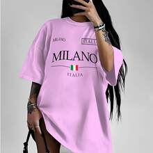 T-Shirt Women's Minimalist Milano Italia Italy Fashion Foreign Stylish Modern Cotton Casual Versatile