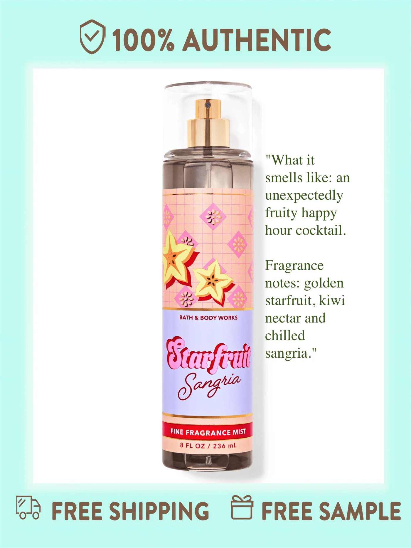 Bath And Body Works Fine Fragrance Mist -8 Fl Oz (Pack Of 1) - Starfruit Sangria - 查看 1