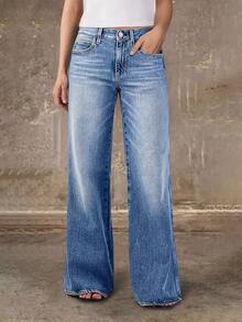 Straight Leg Jeans For Women High Waisted Stretchy Loose Denim Pants Casual Baggy Jean Trousers