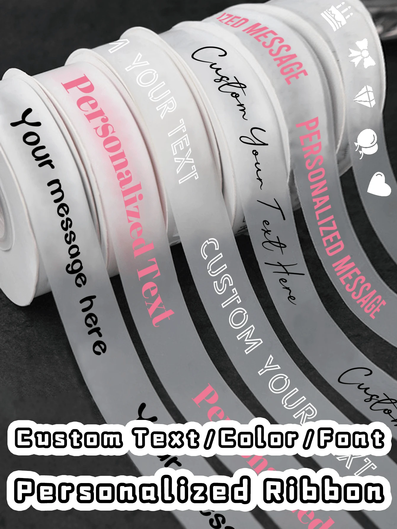 2/5/10/20Meters Custom Text Ribbon, 2cm Wide Semi-Transparent TPU Ribbon For DIY Crafts, Wedding Decoration, Gift Wrapping, Personalized Gift - Semi-transparent - View 1