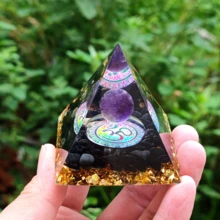 1 Pieza Piramide Orgonita Piedra Curativa Energia Meditacion, Protección De Pirámide Con Puntos De Energía De Cuarzo, Generador De Energía Recargable Con Reiki Para Decoración Curativa Y Meditación - Azul - Ver 5