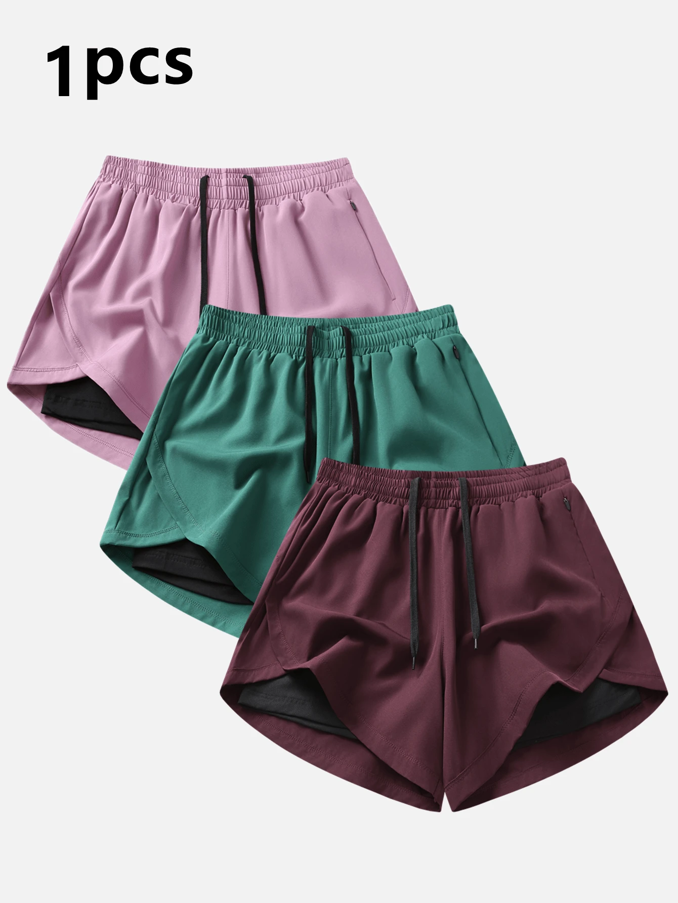 1 Pc Women's 2-In-1 Fitness Shorts - High Stretch Tennis And Running Shorts With Double Layer For Yoga And Activewear Benefits,Short Biker