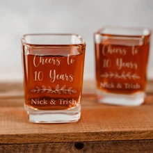 Cheers Anniversary Years Custom Shot Glass - Anniversary Gifts For Her, Gifts By Year, Anniversary Party Glass, Anniversary Gift For Husband