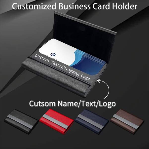1pc Custom Premium Business Card Holder For Professionals, Magnetic Closure, Can Hold 23 Cards, Personalized Engraving And Company Logo, Wear-Resistant Imitation Leather Material, A Variety Of Classic Colors (Black, Blue, Red, Brown) - Ideal For Business Meetings, Travel, Valentine's Day And Father's Day Gifts, Business Card Display