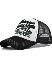 1 Piece BESTTRENO OUALITY Acamma Laikaru Style NOBLE CHANCE SPIRIT INNOVATION WILL NEVER STOP 刺绣字母棒球帽 男女通用 镂空网眼拼布帽 透气不闷热太阳帽 美式街头复古遮阳个性卡车司机卡车帽
