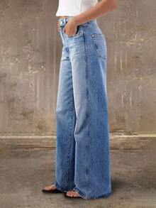 Straight Leg Jeans For Women High Waisted Stretchy Loose Denim Pants Casual Baggy Jean Trousers