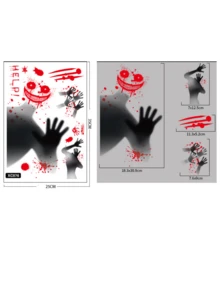 万圣节窗户贴纸，可怕的死神，女鬼，血手印，血迹，骷髅，万圣节派对装饰，营造幽灵般的节日氛围，大尺寸贴纸，图案吓人，吓唬游客 - 彩色 - 查看 13